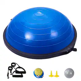 VEVOR - Half Exercise Ball Trainer,26 inch Balance Ball Trainer, 1500lbs Capacity Stability Ball,Yoga Ball with Resistance Bands - Blue