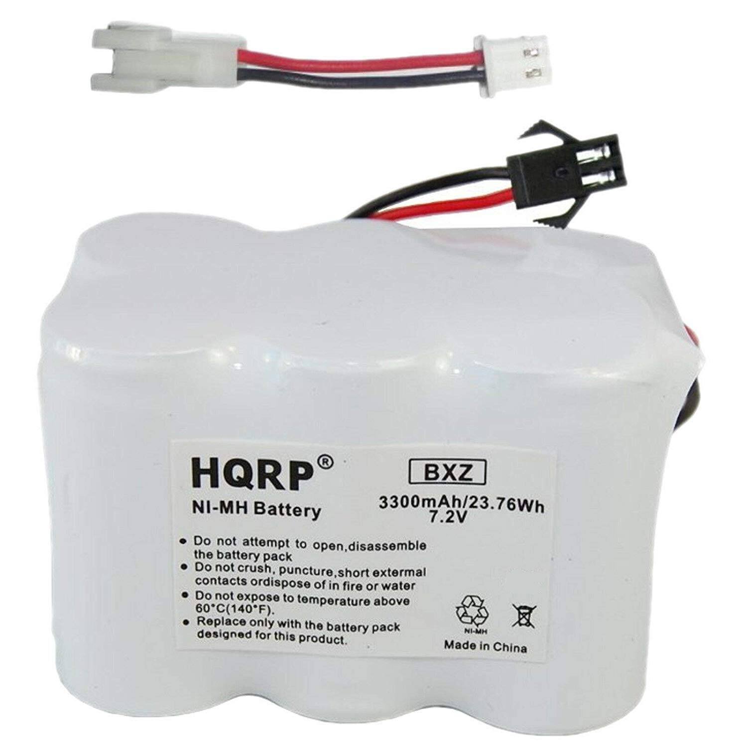 R HQRP BXZ NI-MH Battery 3300mAh/23.76Wh 7.2V

Do not attempt to open, disassemble the battery pack.
Do not crush, puncture, short external contacts or dispose of in water, fire, or expose to temperature above 60°C (140°F).
Replace only with the battery pack designed for this product.

Made in China