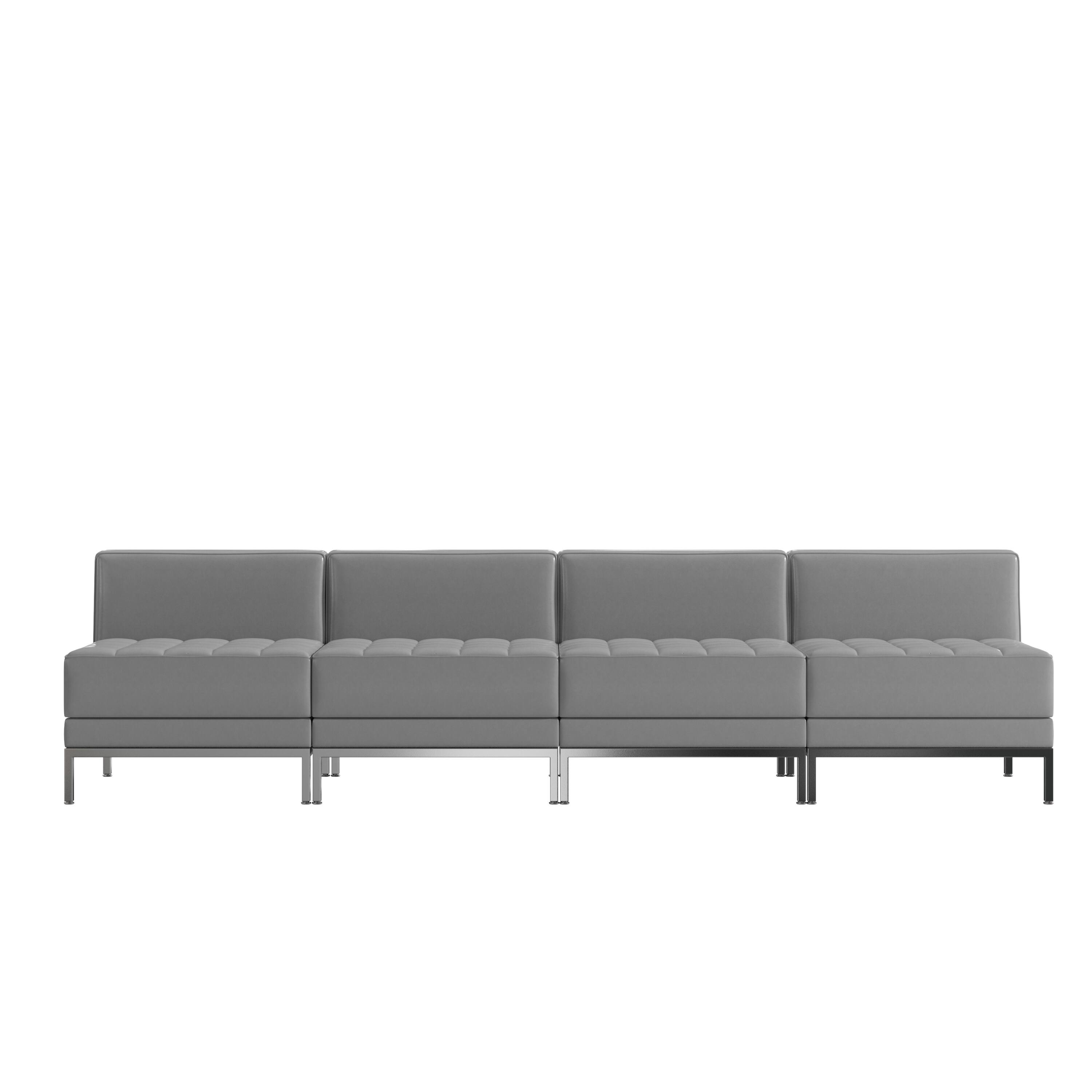Alt View 7. Emma + Oliver - Leather Lounge Set with Ganging Clips, 4 Pieces - Gray.