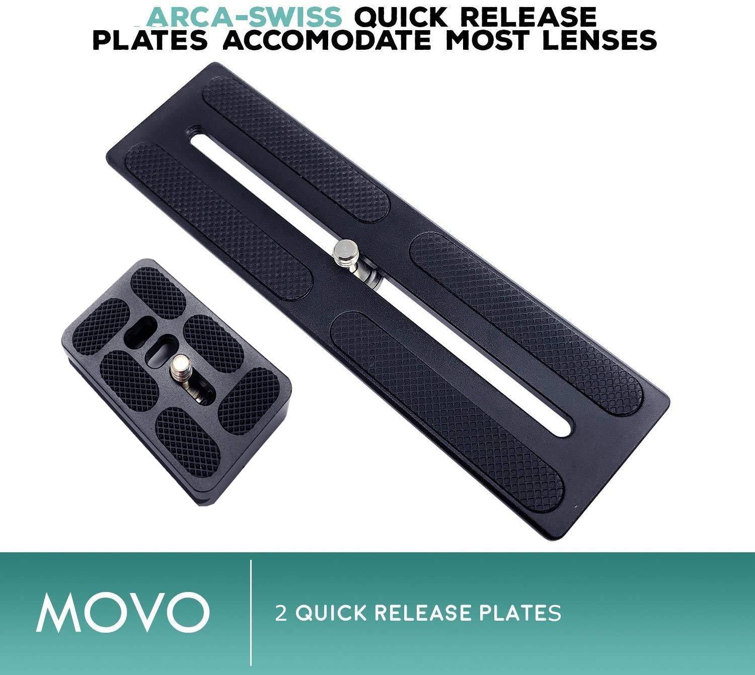 ARCA-SWISS QUICK RELEASE PLATES ACCOMMODATE MOST LENSES

MOVO

2 QUICK RELEASE PLATES
