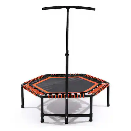 Front. Ecooso - 48" Fitness Rebounder w/ Adjustable Handlebar, Bungee Cords, Quiet & Stable, Indoor/Outdoor Workout - Orange.