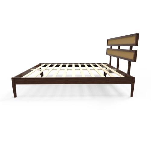 Alt View 2. Winado - Rattan Bed Frame with Headboard Boho Wooden Platform Panel Bed with Underbed Storage for Bedroom No Box Spring Needed - Brown.