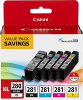 Canon - PGI-280 XL / CLI-281 5-Pack High-Yield - Pigment Black, Standard Capacity Ink Cartridges - Black, Cyan, Magenta, Yellow - Front_Zoom
