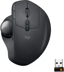 Logitech - MX ERGO Plus Wireless Trackball Mouse with Ergonomic design - Wireless - Graphite