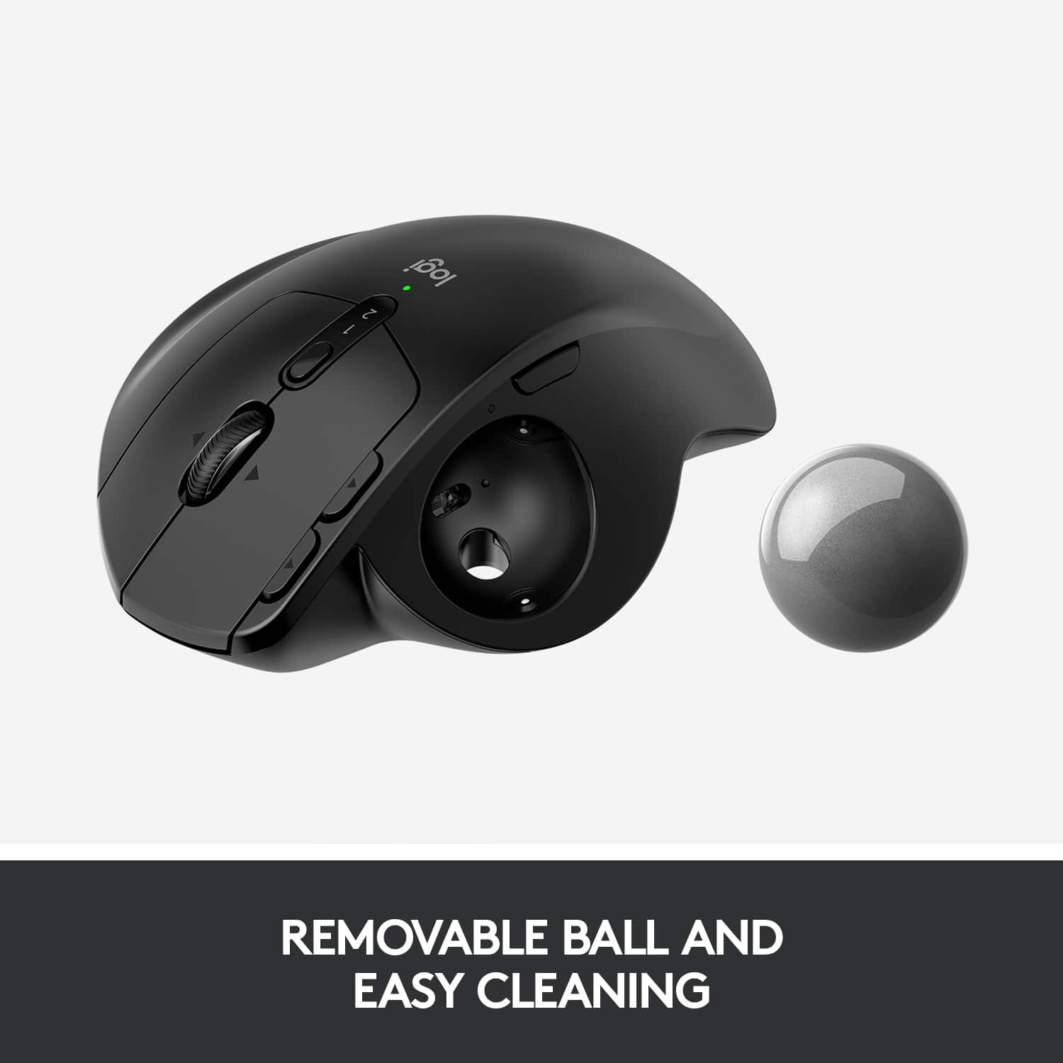 The text on the image reads "Removable Ball and Easy Cleaning."