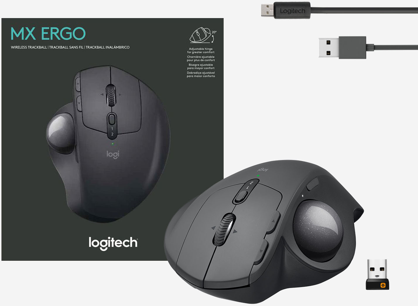 PC/タブレット PC周辺機器 Logitech MX ERGO Plus Wireless Trackball Mouse with Ergonomic 