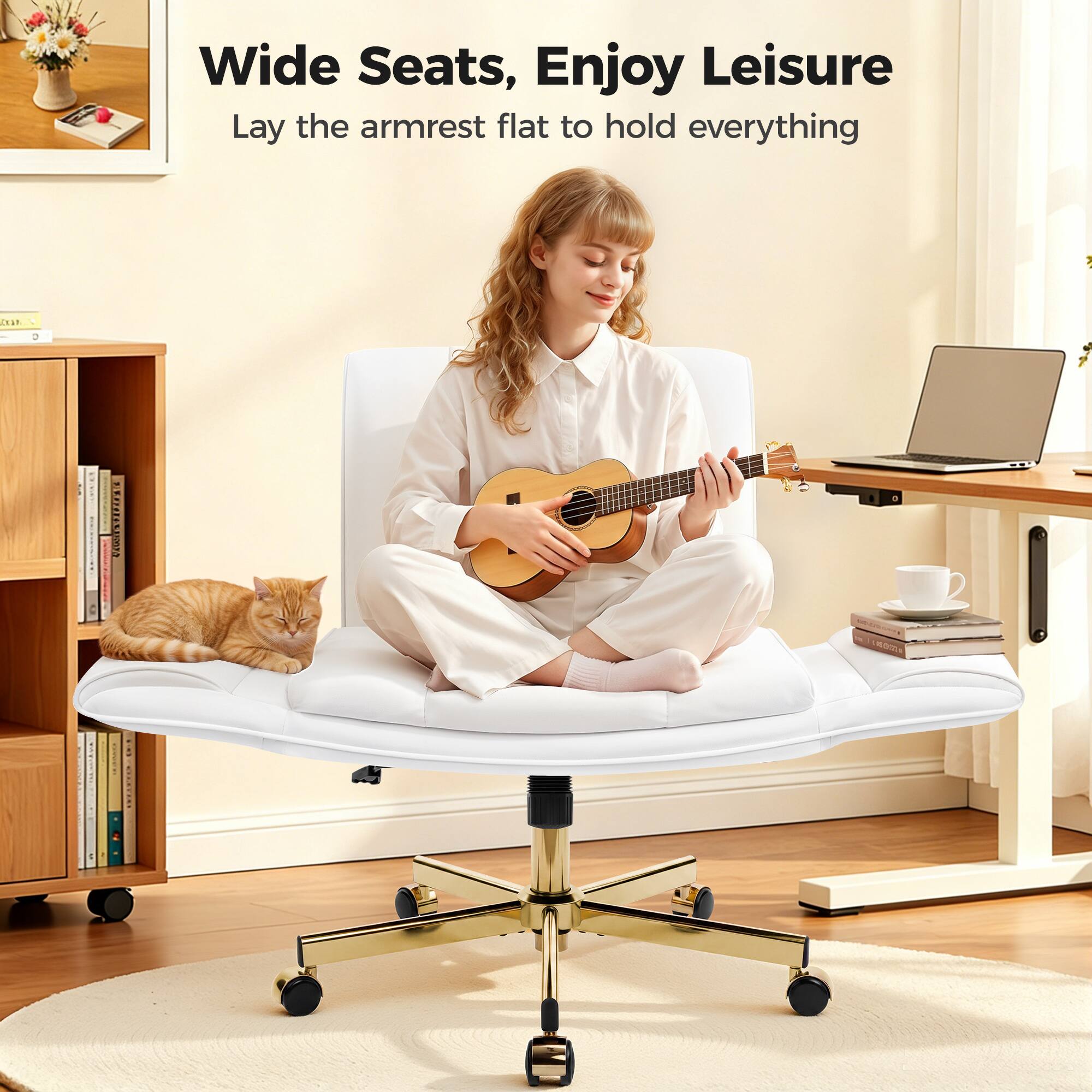 Wide Seats, Enjoy Leisure  
Lay the armrest flat to hold everything