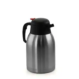 MegaChef - 2.11 Quart Stainless Steel Thermal Beverage Carafe for Coffee and Tea - Silver and Black