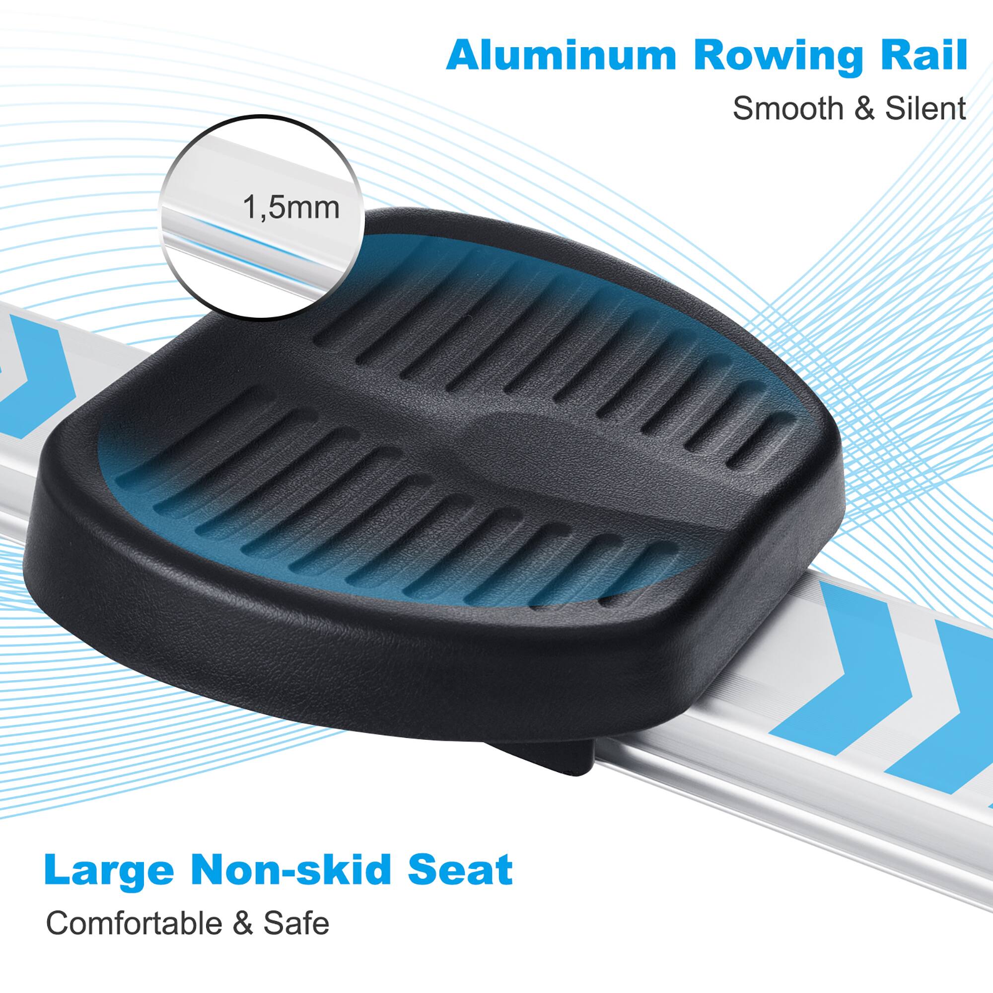 Aluminum Rowing Rail Smooth & Silent 1,5mm Large Non-skid Seat Comfortable & Safe