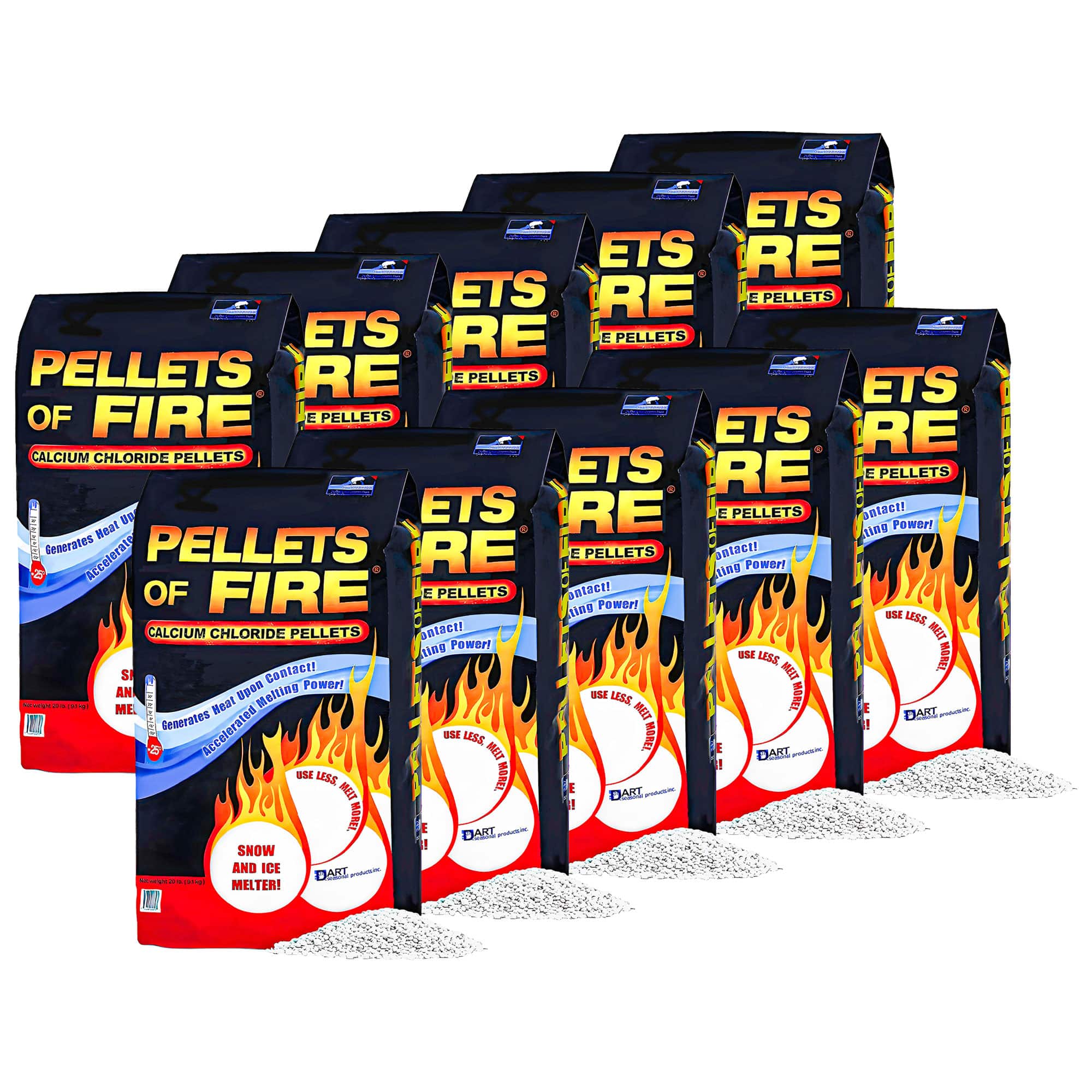 Snow Joe - 10 Pack Pellets of Fire Ice Melter Driveways Sidewalks Concrete, 20 lb - Black