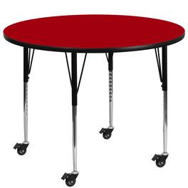 Flash Furniture - Wren Mobile 48'' Round Thermal Laminate Activity Table - Standard Height Adjustable Legs - Red