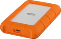 Angle Zoom. LaCie - Rugged 4TB External USB-C, USB 3.1 Gen 1 Portable Hard Drive - Orange/Silver.