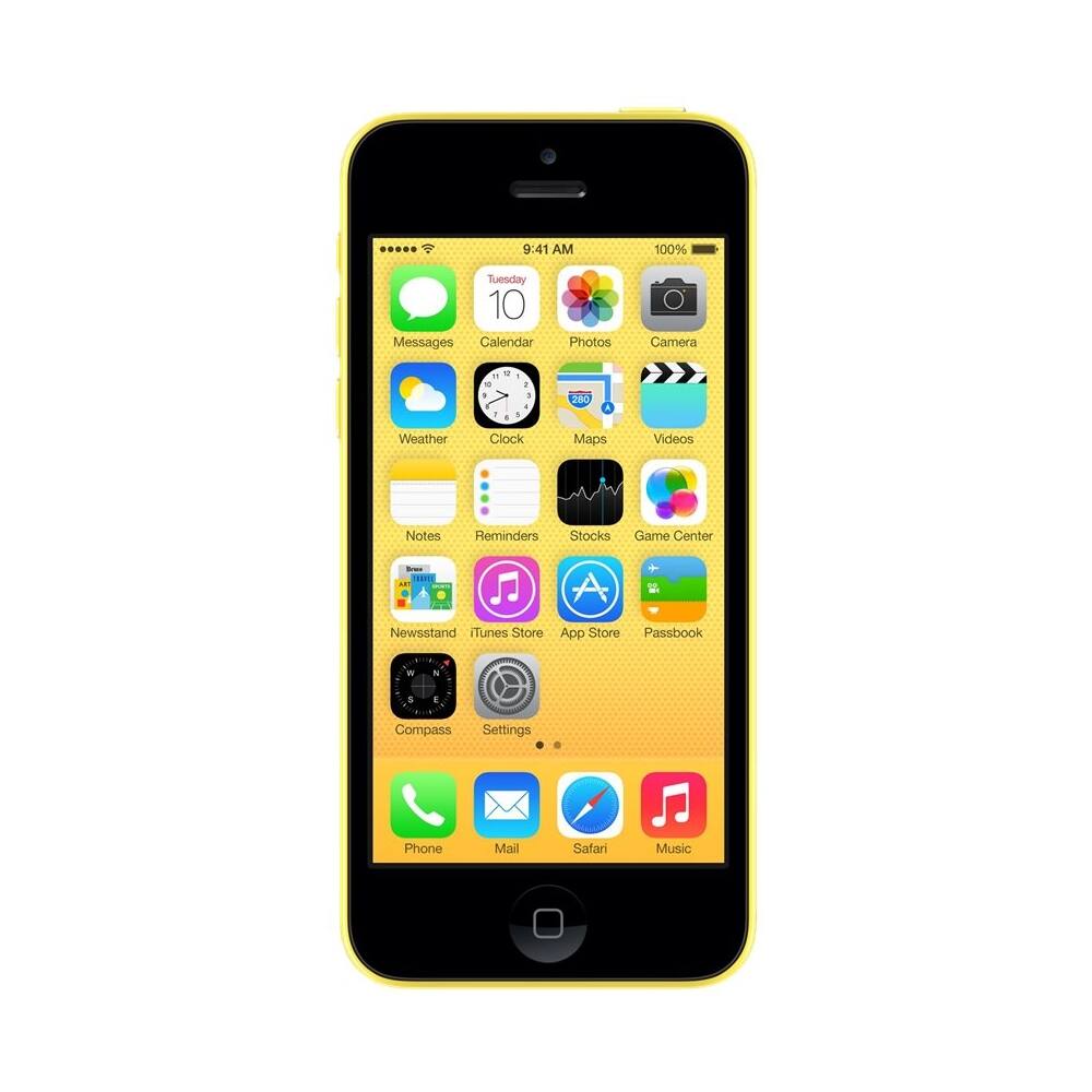 Front. Apple - Pre-Owned iPhone 5C 4G LTE with 16GB Memory Cell Phone (Unlocked) - Yellow.