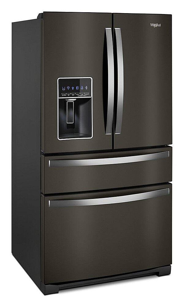 Left. Whirlpool - 26.2 Cu. Ft. 4-Door French Door Refrigerator - Black Stainless Steel.