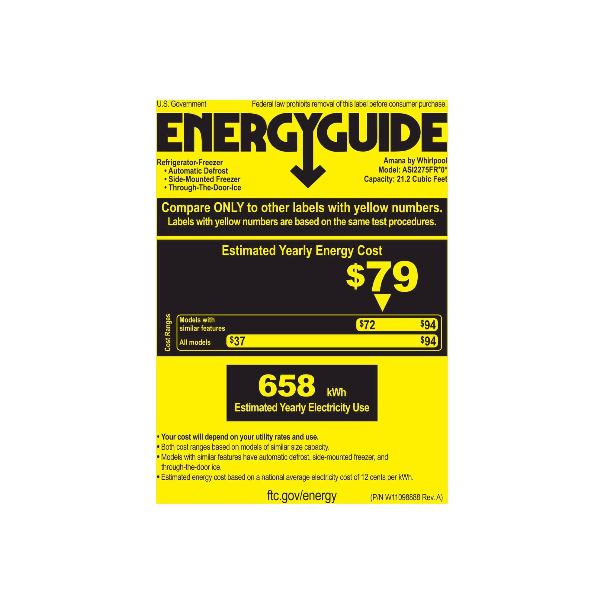 Best Buy Amana 21 Cu. Ft. SidebySide Refrigerator ASI2275FRS