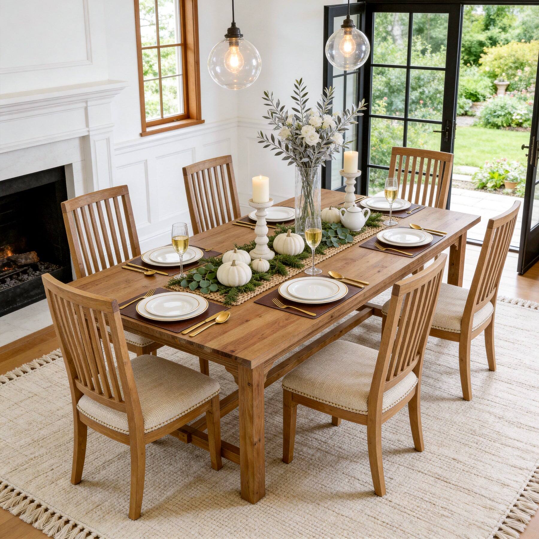 Back. Tribesigns - Solid Wood Dining Table with Rectangular Top for Everyday Meals and Family Gatherings - Brown.