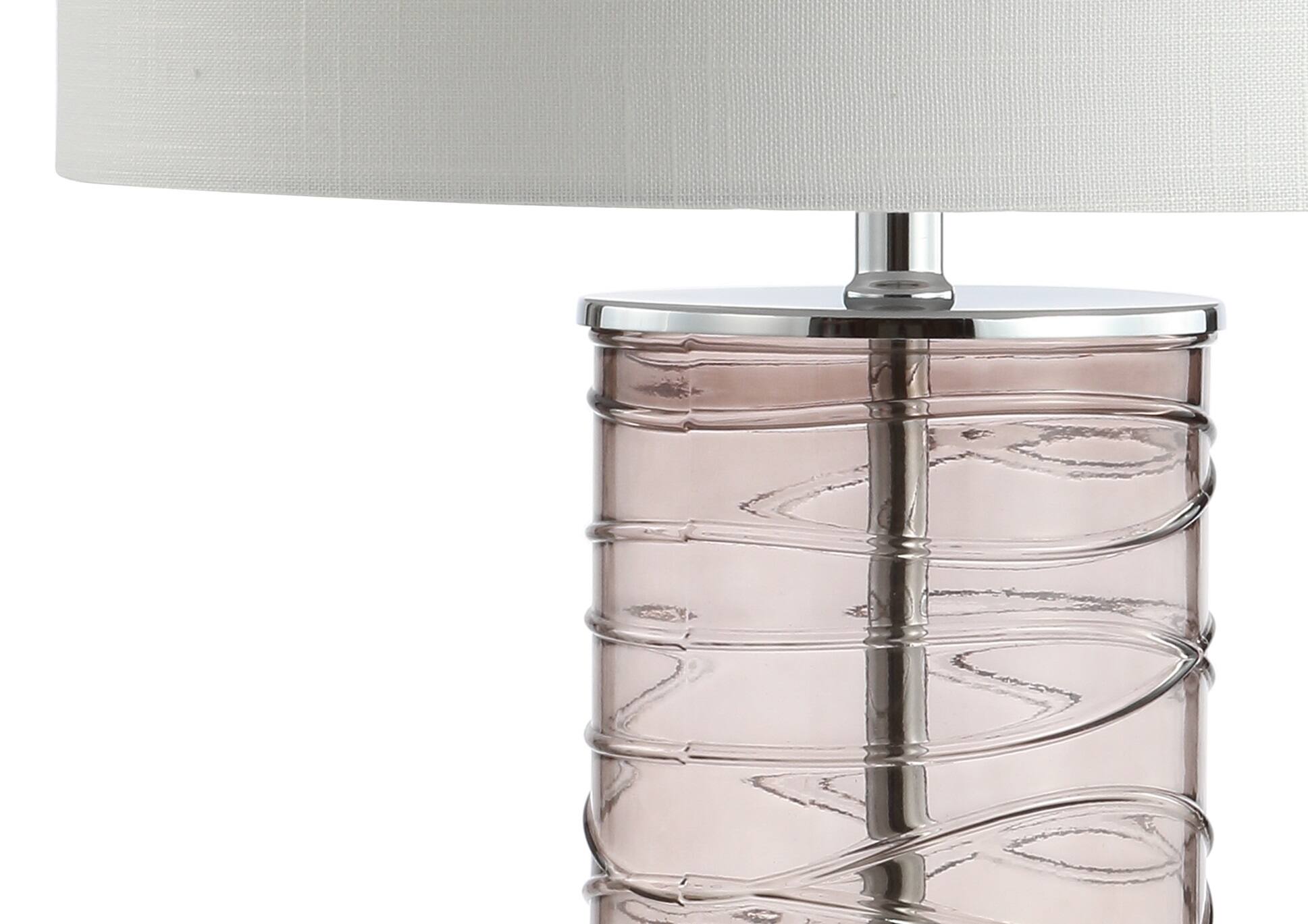Alt View 3. Jonathan Y - Cole 27.5" Modern Fused Glass Cylinder LED Table Lamp, Smoky Gray (Set of 2) - Smoky Gray.