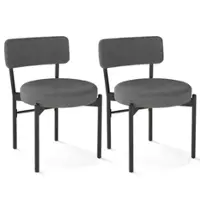 Costway Dining Chair Set of 2 with Curved Backrest Padded Seat & Metal Legs for Dining Room - Gray - Front_Zoom
