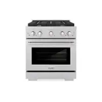 ZLINE - 30 in. Paramount Satin Stainless Gas Range w/ Convection Oven & 4 Brass Burners (SGRS-BR-30) - Stainless Steel - Front_Zoom