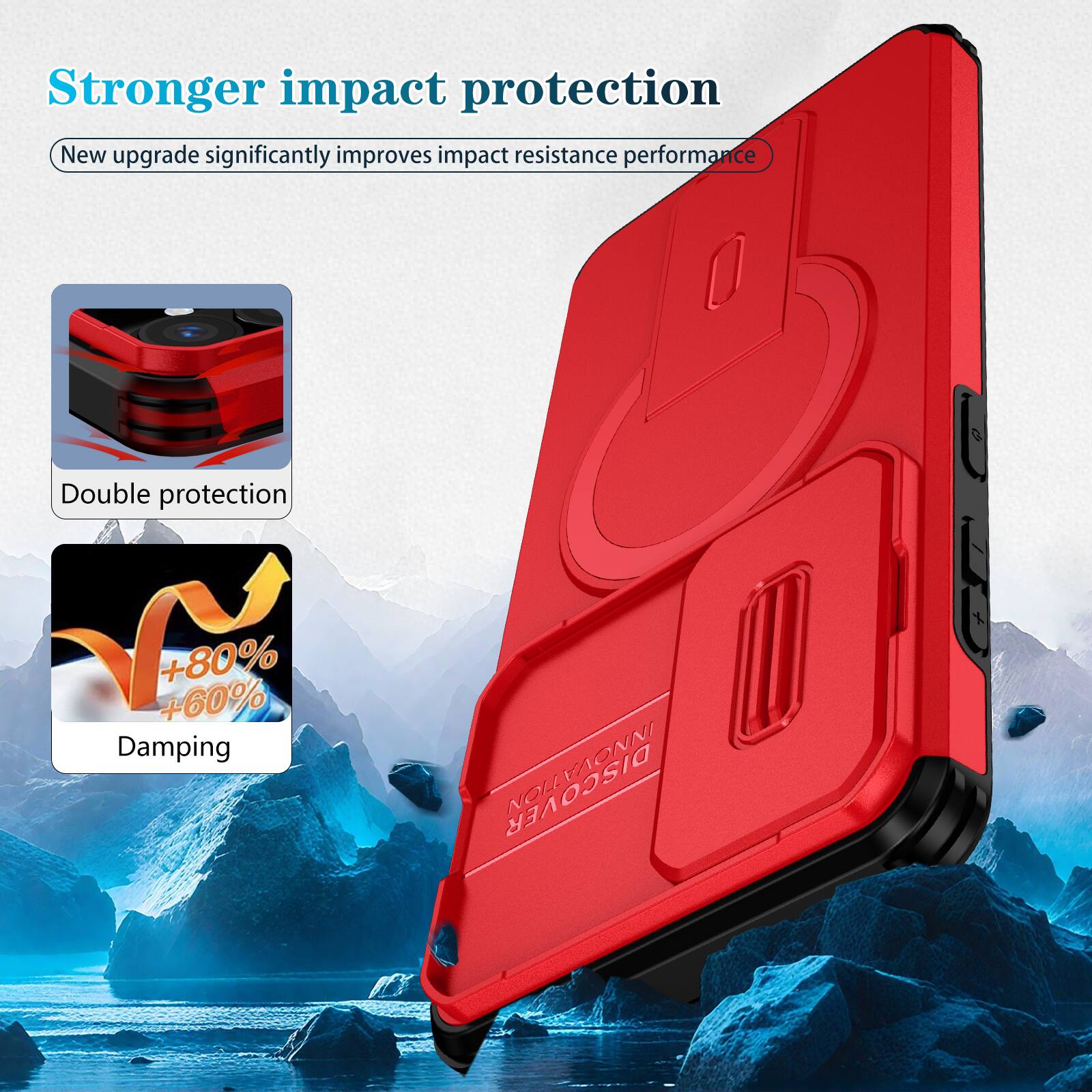 Stronger impact protection  
New upgrade significantly improves impact resistance performance  
Double protection  
+80% +60% Damping  
INNOVA DISCOVER NOL
