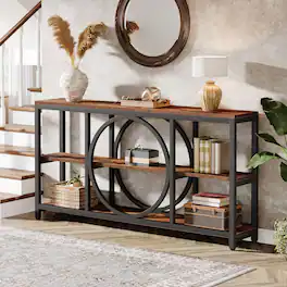 Tribesigns - 70.9 Inch Extra Long Console Table for Entryway - Brown Black