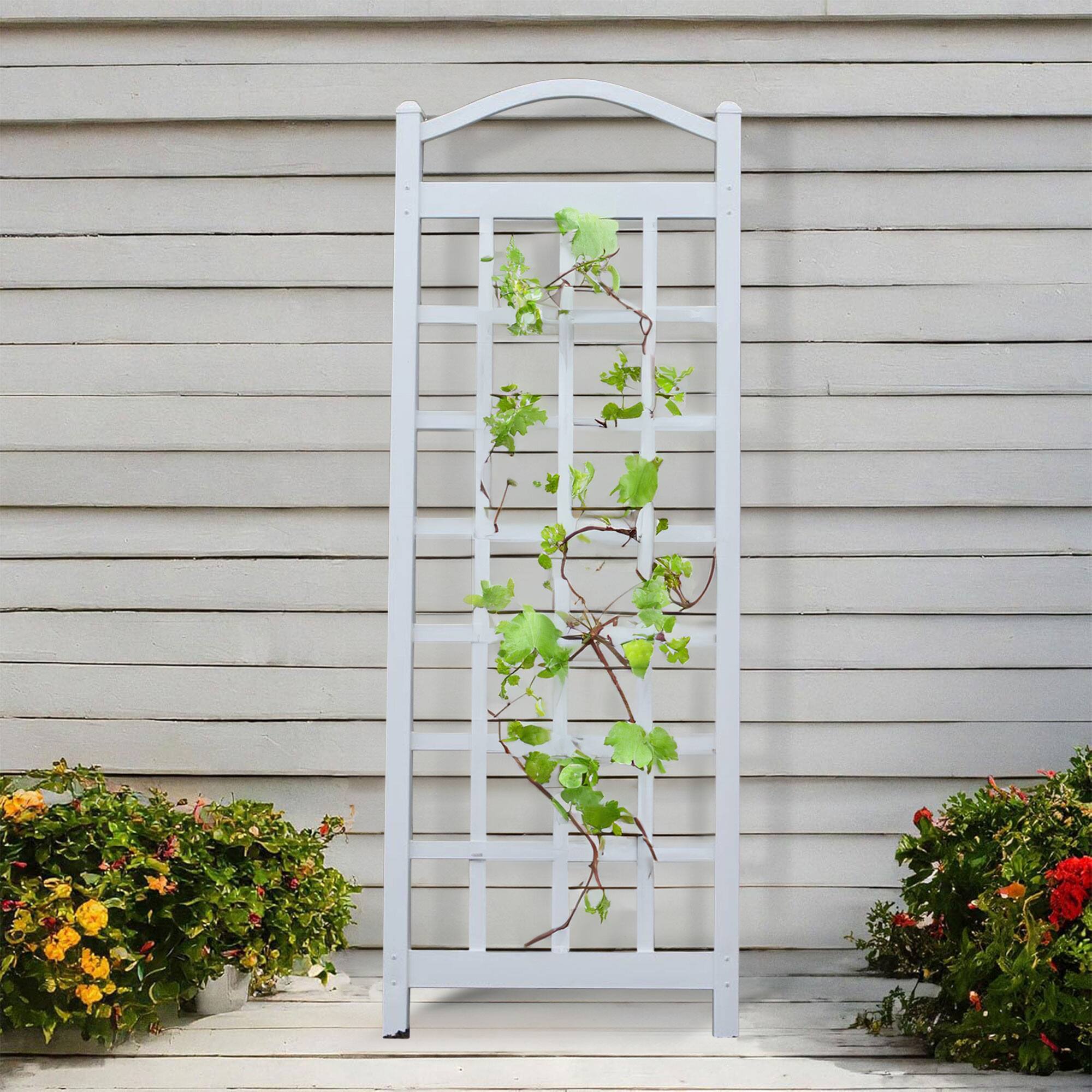 Alt View 2. Dura-Trel - Dura-Trel Cambridge 28 x 75 Inch PVC Vinyl Outdoor Garden Patio Trellis, White - White.