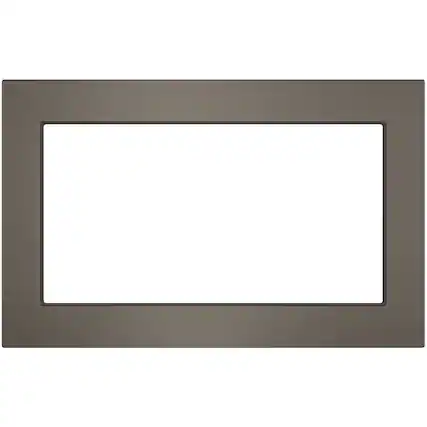 Front. GE - 30" Trim Kit for Profile PEB7227BLTS Microwave - Black stainless steel.