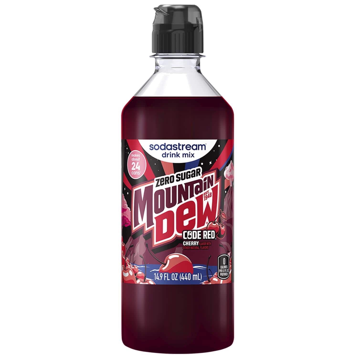 SodaStream - Mountain Dew Code Zero Sugar Cherry Soda Mix 440 ml 1 pk - Red