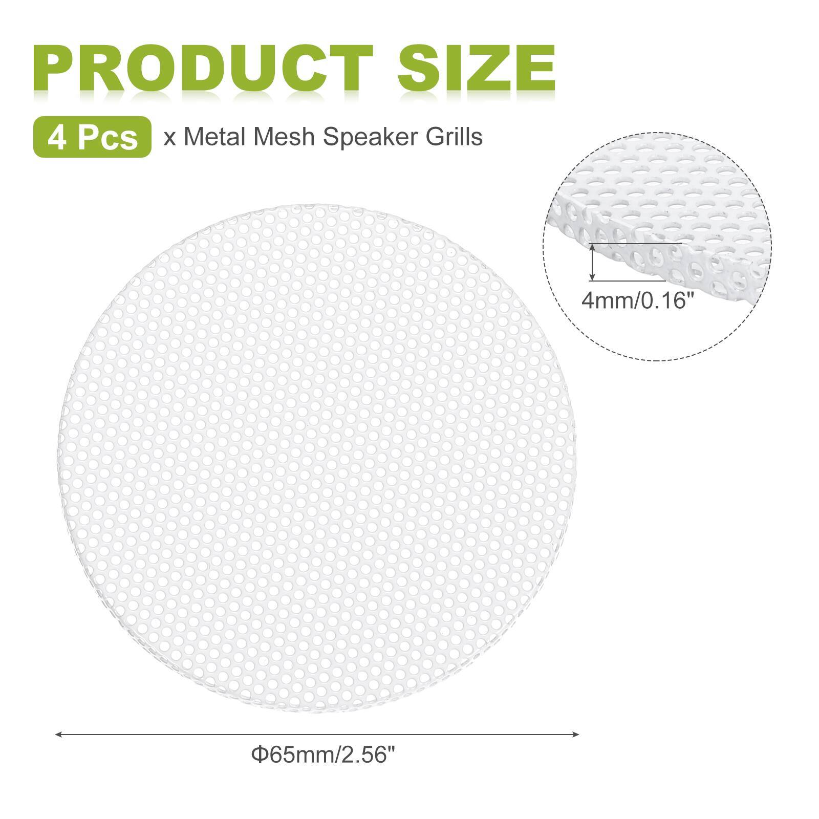 PRODUCT SIZE  
4 Pcs x Metal Mesh Speaker Grills  
4mm/0.16"  
65mm/2.56"