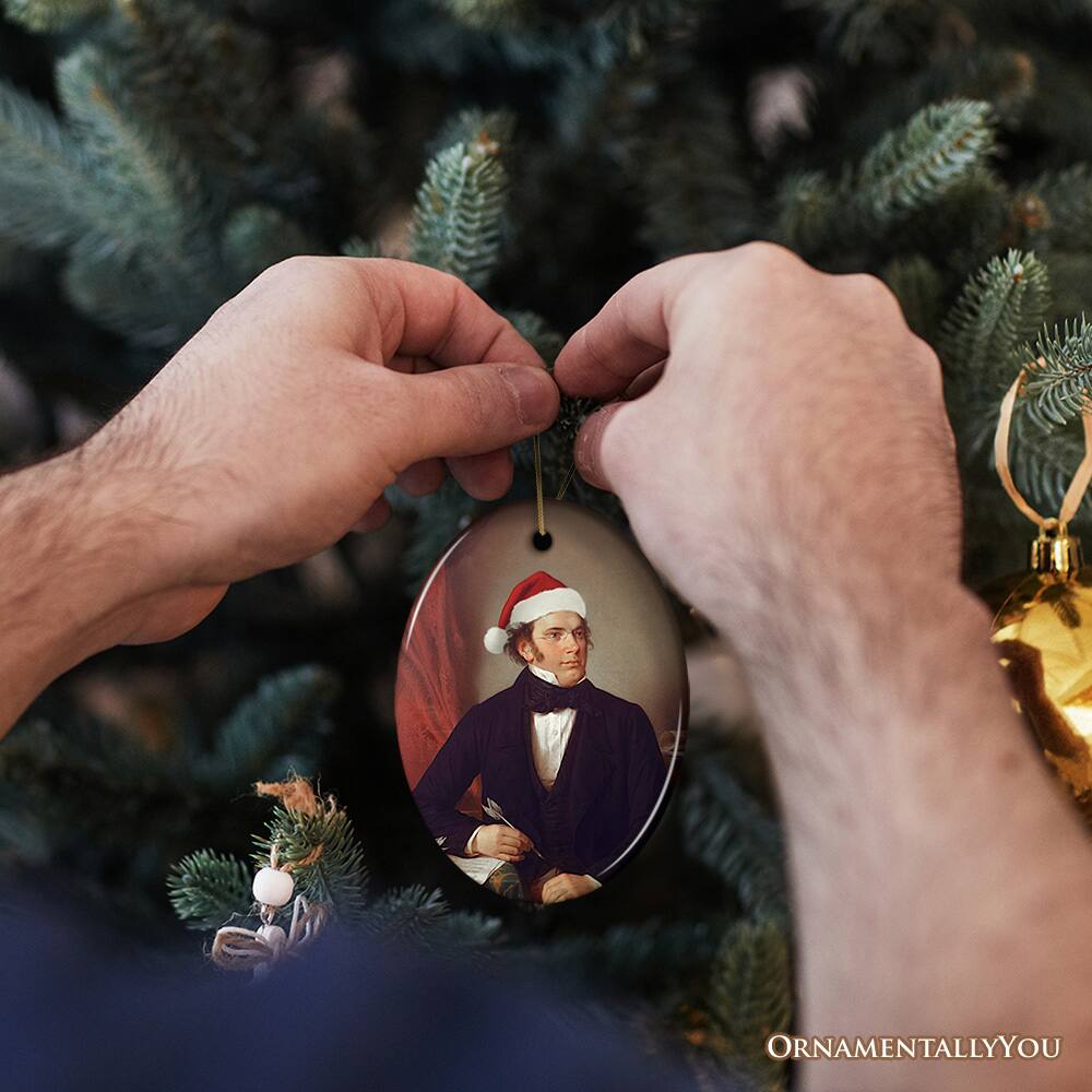 Alt View 1. OrnamentallyYou - Santa Schubert Christmas Ornament, Composer Holiday Gift for Classical Musicians - Multi-colored.