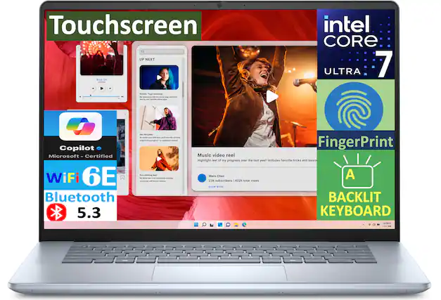 Touchscreen
UP NEXT
Burn On
intel CORE ULTRA 7
Copilot Microsoft - Certified
WiFi 6E
Bluetooth 5.3
FingerPrint
Music video reel
Highlight reel of my progress over the last year! Includes favorite tricks and lessons
Mars Chen
23K subscribers | 422K total views
BACKLIT KEYBOARD