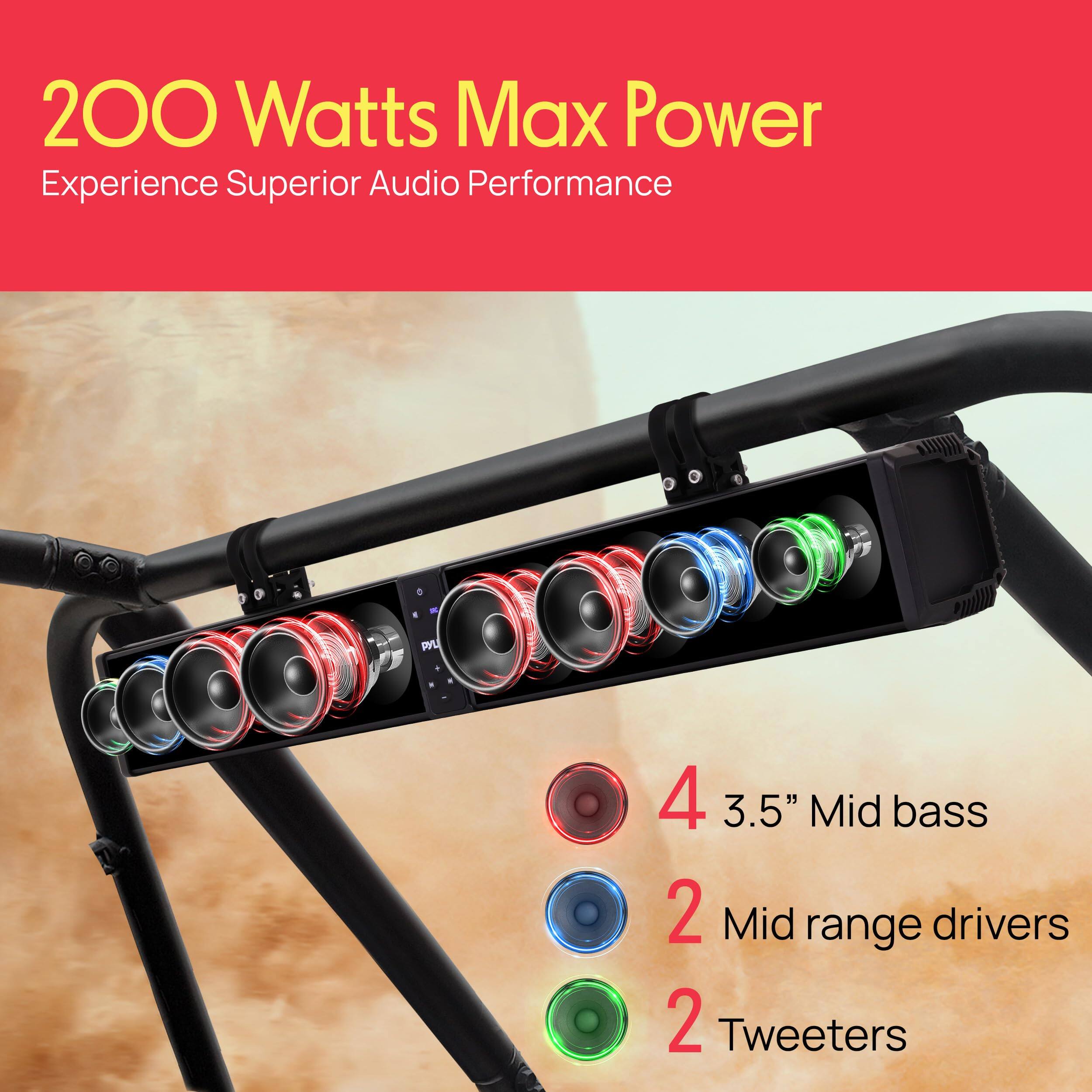 200 Watts Max Power  
Experience Superior Audio Performance  

4 3.5" Mid bass  
2 Mid range drivers  
2 Tweeters