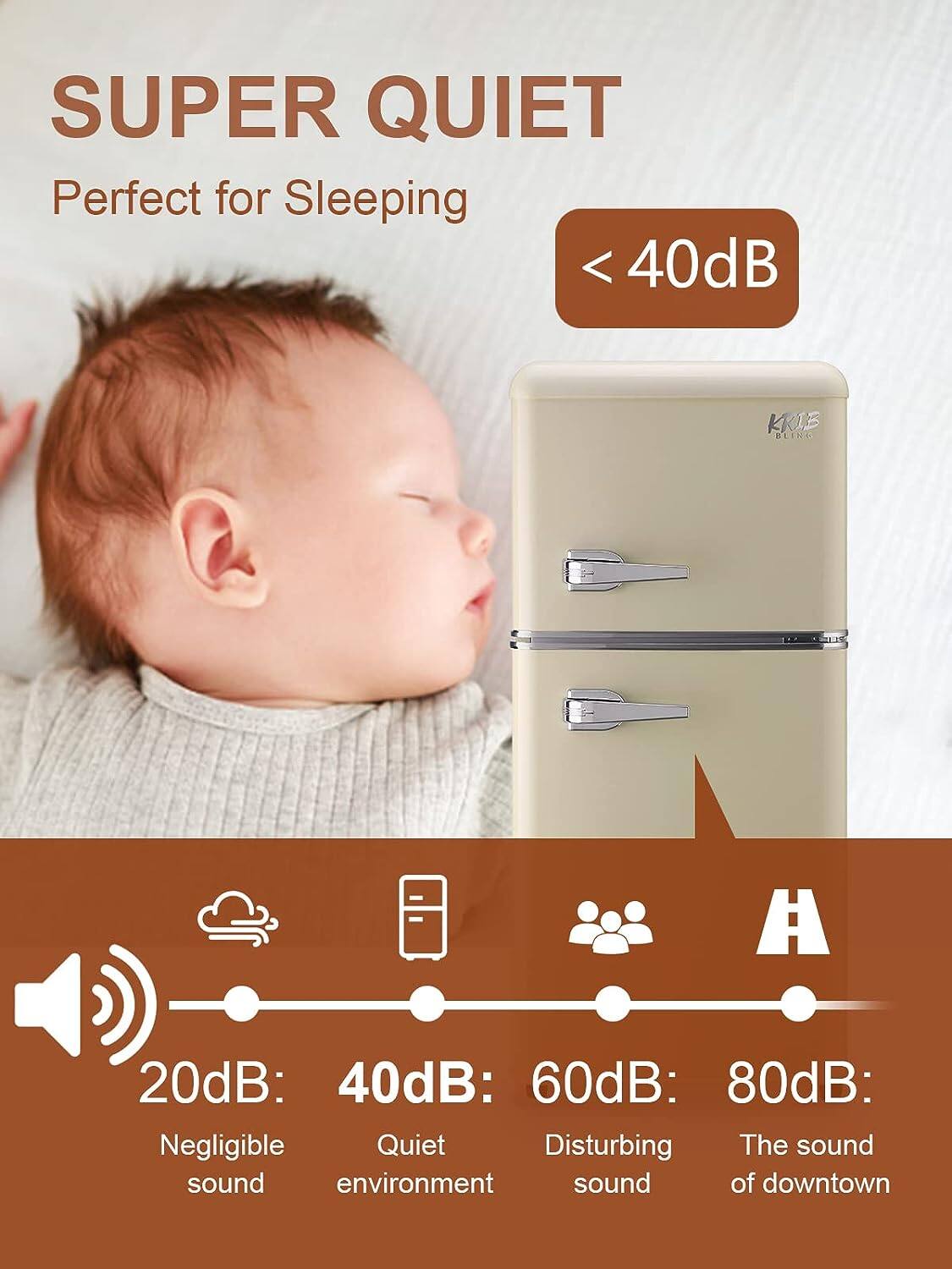 SUPER QUIET  
Perfect for Sleeping  
< 40dB  

20dB: Negligible sound  
40dB: Quiet environment  
60dB: Disturbing sound  
80dB: The sound of downtown