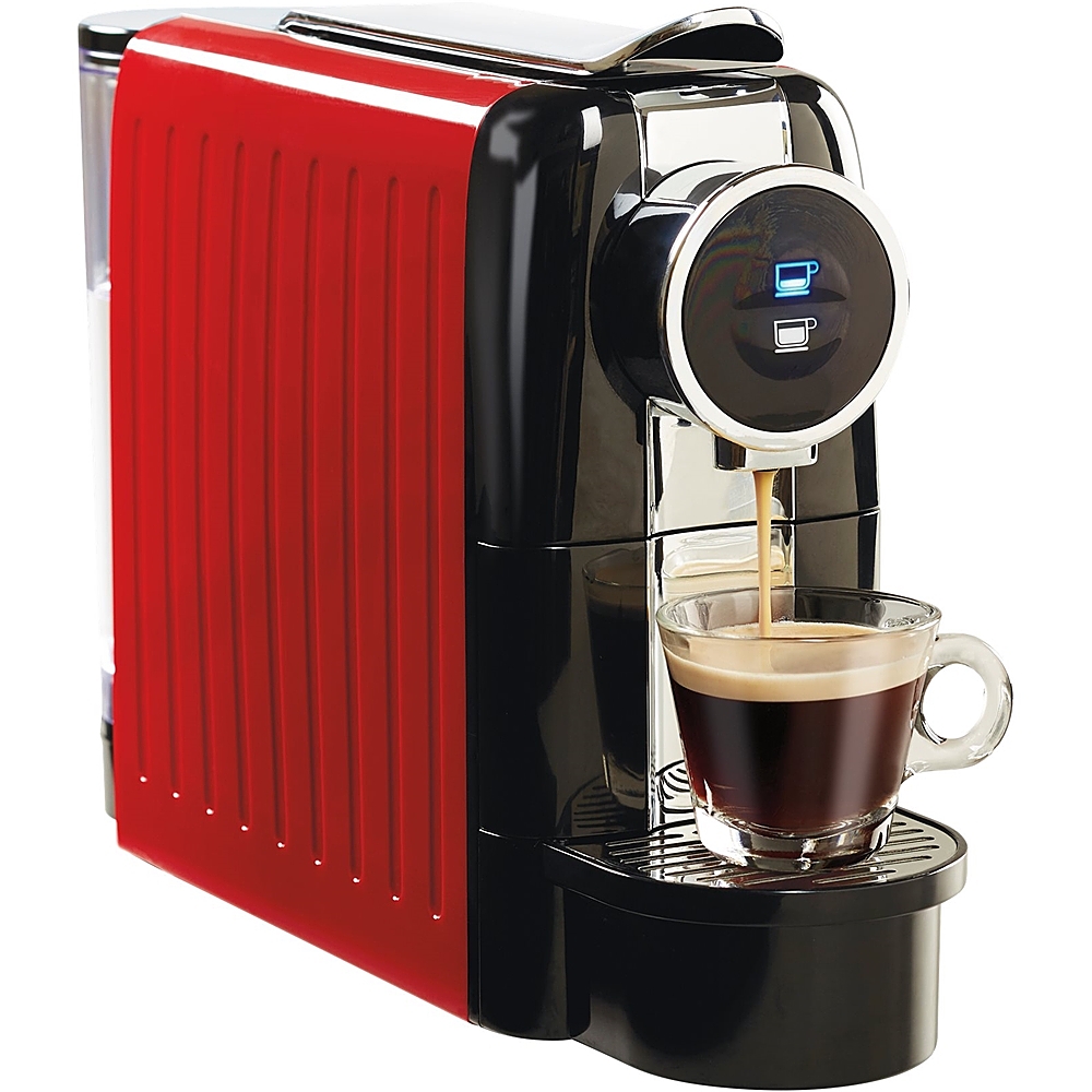Left View: Hamilton Beach - Espresso Machine with 19 bars of pressure - Red