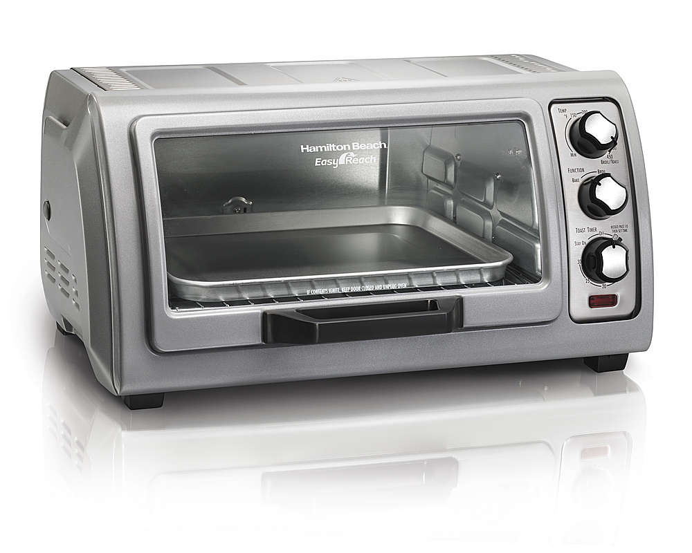 Hamilton Beach Easy Reach 4-Slice Countertop Toaster Oven With Roll-Top  Door, 1200 Watts, Fits 9” Pizza, 3 Cooking Functions for Bake, Broil and
