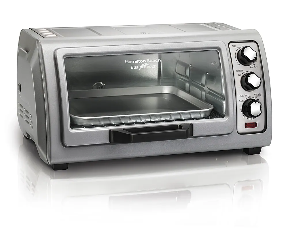 Hamilton Beach - Easy Reach 6 Slice Toaster Oven with Roll-Top Door - Gray