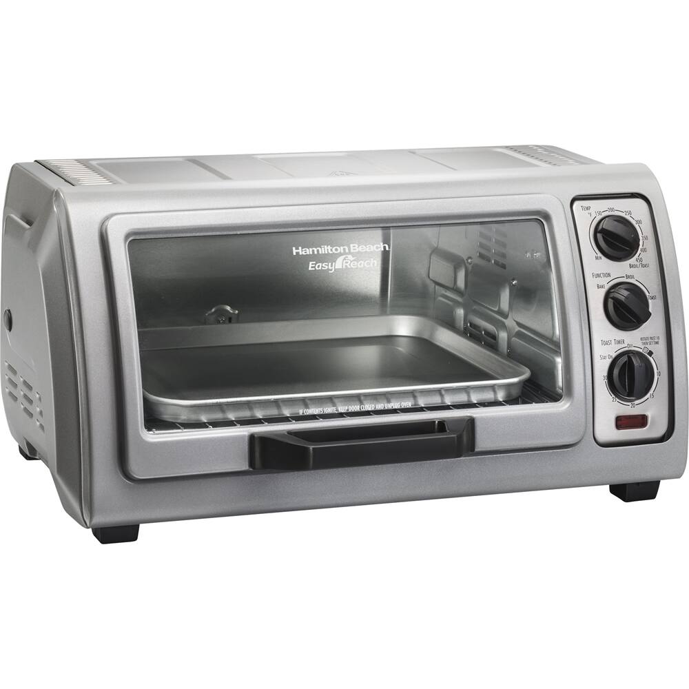Alt View 12. Hamilton Beach - Easy Reach Toaster Oven with Roll-Top Door - Silver.