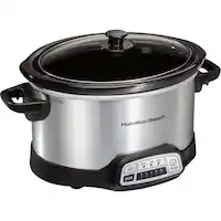Hamilton Beach - 4 Quart Programmable Slow Cooker - Silver - Front_Zoom