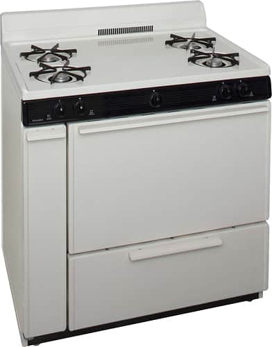 Angle. Premier - 36" Freestanding Gas Range - Biscuit.