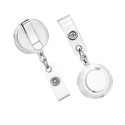 Front. Staples - Badge Reels, 33" Retractable Cord Length, Vinyl/Metal, 25/Pack - Translucent.