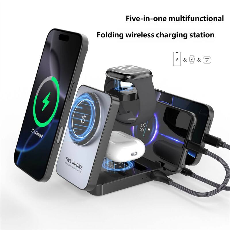 Five-in-one multifunctional Folding wireless charging station  
75% Charged  
FIVE-IN-ONE