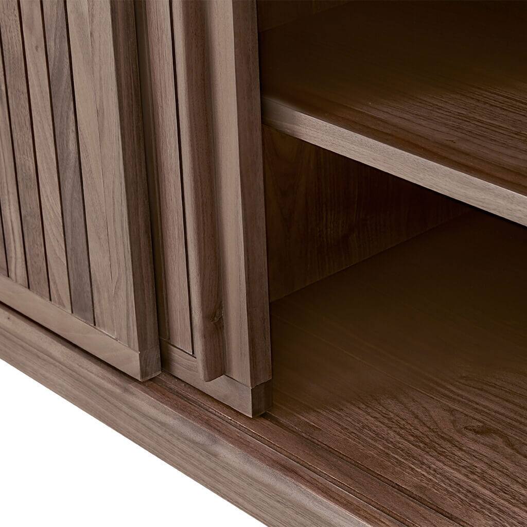 Alt View 1. Spaco - Spaco Contemporary Walnut Media Cabinet TV Stand, Sliding Doors, Lacquer Finish for Living Room - Walnut.