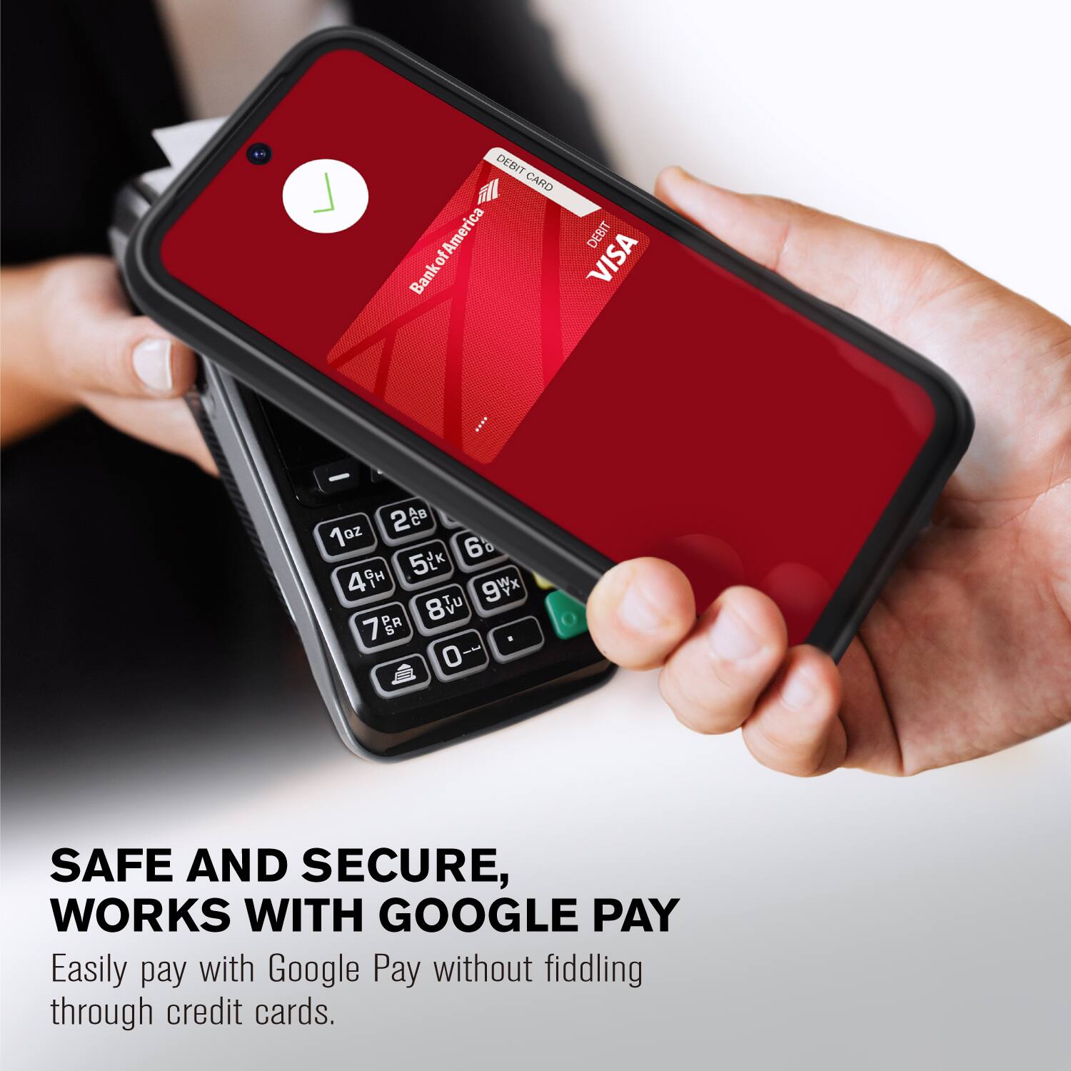 DEBIT CARD Bank of America VISA - 2 1oz 6% 5(k 49 9Wx 8V 7BR 0-- SAFE AND SECURE, WORKS WITH GOOGLE PAY Easily pay with Google Pay without fiddling through credit cards.