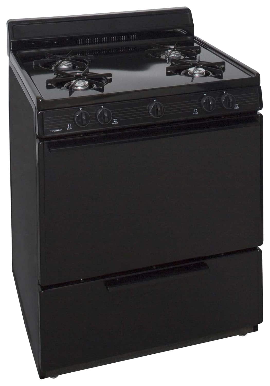 Front. Premier - 30" Freestanding Gas Range - Black.