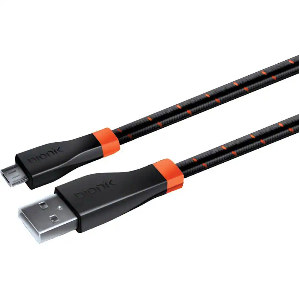 Front. Bionik - LYNX 10' USB-to-Micro USB Charge-and-Sync Cable - Orange/Black.