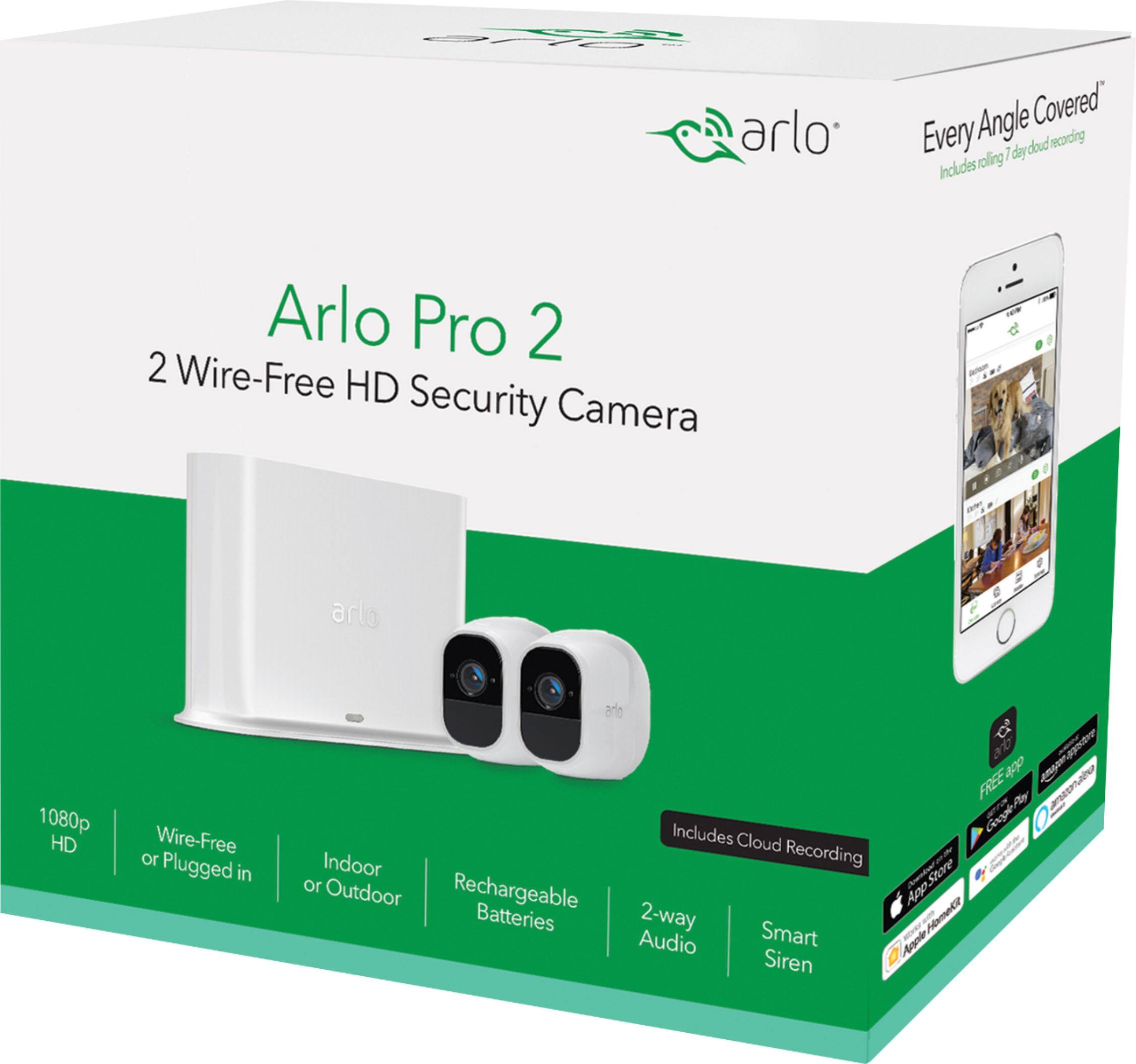 Alt View 11. Arlo - Pro 2 2-Camera Indoor/Outdoor Wireless 1080p Security Camera System - White.