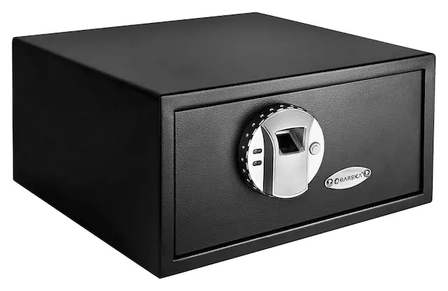 Front. Barska - Biometric Fingerprint Security Home Safe Box 0.79 Cu Ft - Black.