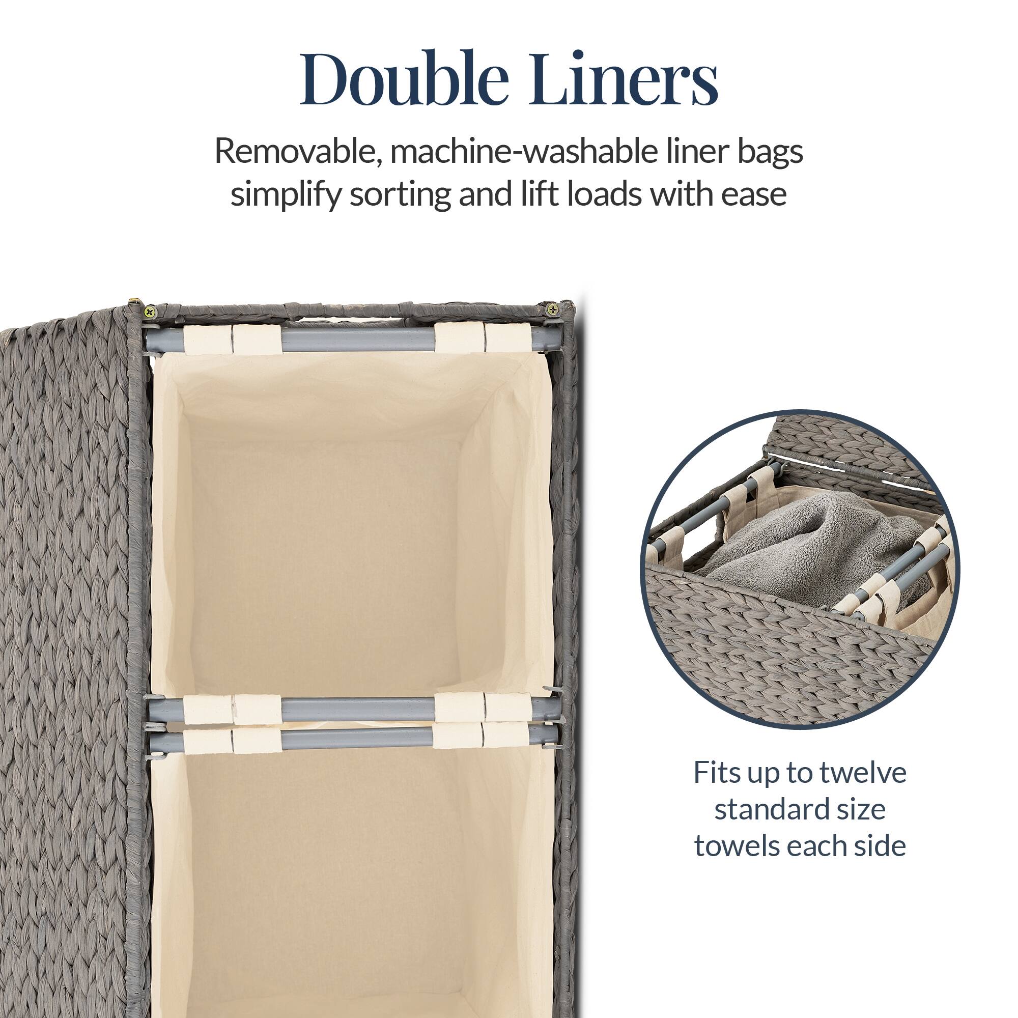 Double Liners

Removable, machine-washable liner bags simplify sorting and lift loads with ease

Fits up to twelve standard size towels each side