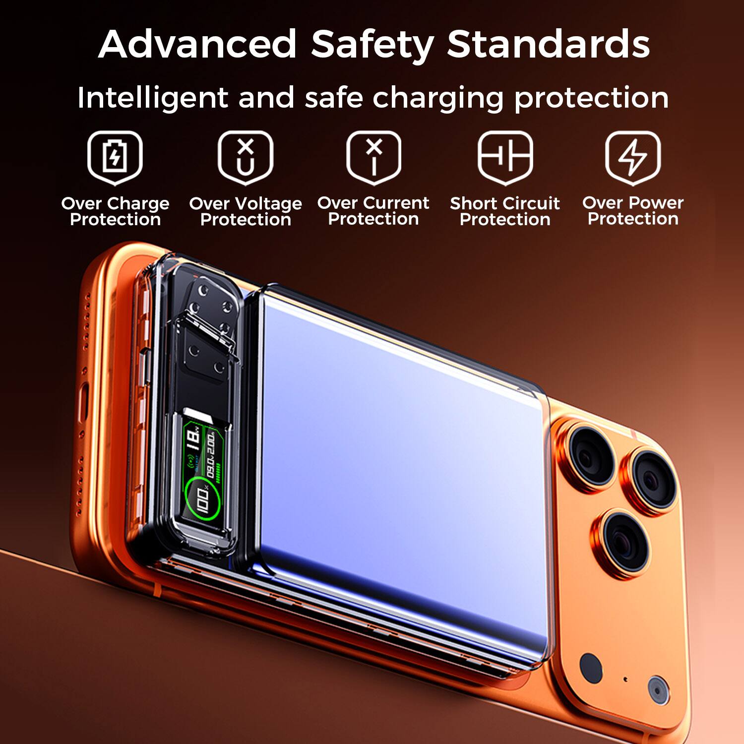 Advanced Safety Standards  
Intelligent and safe charging protection  
- Over Charge Protection  
- Over Voltage Protection  
- Over Current Protection  
- Short Circuit Protection  
- Over Power Protection  

H.T 9  
H 2.00  
060  
I 100