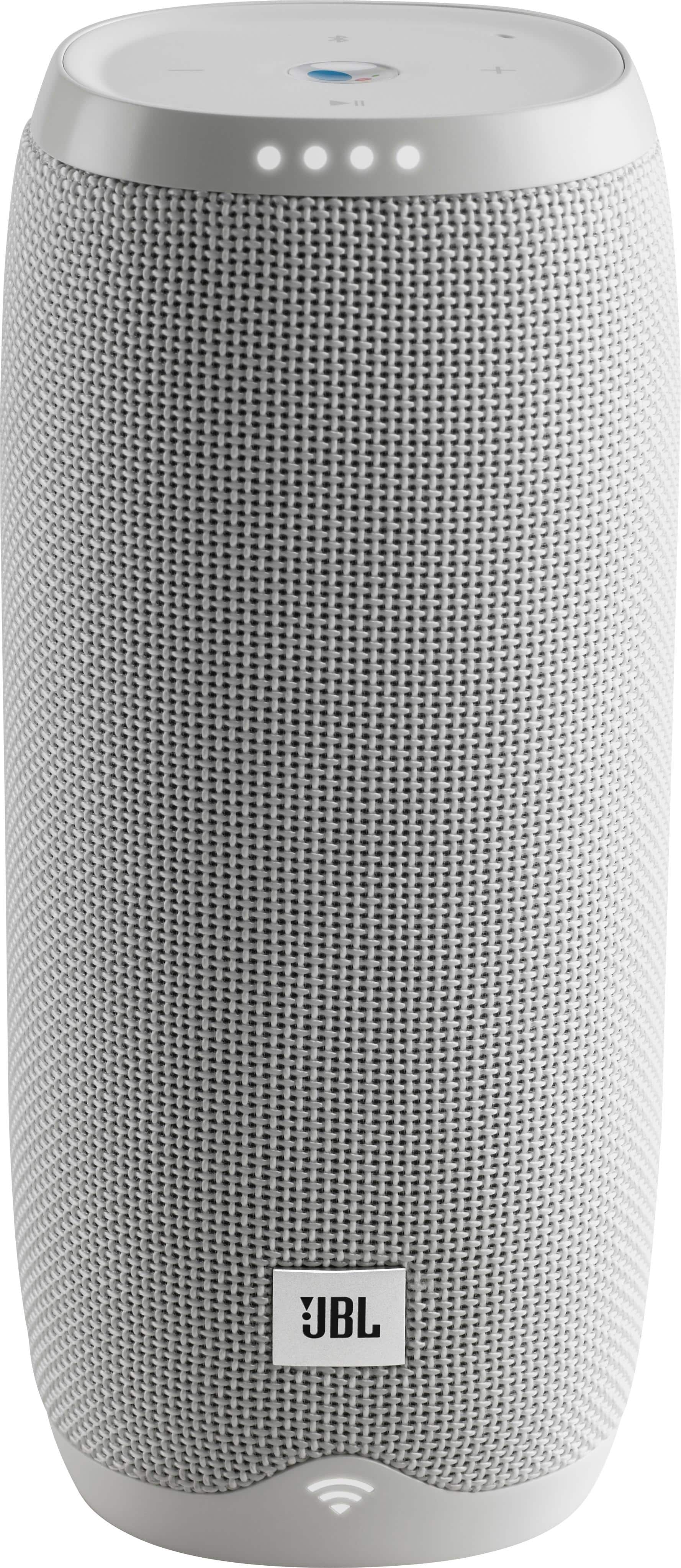 Front. JBL - LINK 20 Smart Portable Bluetooth Speaker with Google Assistant - White.